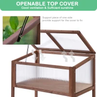 Outsunny 90x50x93cm Square Wooden Greenhouse for Plants Outdoor with Openable & Tilted Top Cover, Brown(m-5)
