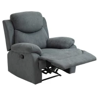 HOMCOM Ergonomic Reclining Sofa Recliner with Metal Base, Upholstered Chair with Armrest, Accent Chair, for Living Room Bedroom Dorm Office, Grey(m-9)