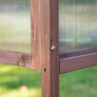 Outsunny 90x50x93cm Square Wooden Greenhouse for Plants Outdoor with Openable & Tilted Top Cover, Brown(m-12)