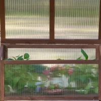 Outsunny 90x50x93cm Square Wooden Greenhouse for Plants Outdoor with Openable & Tilted Top Cover, Brown(m-11)