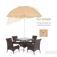 Outsunny 1.6m Patio Garden Hawaii Beach Sun Umbrella Sunshade Hawaiian Folding Tilting Crank Parasol (Yellow)(m-7)