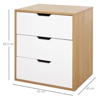HOMCOM Modern File Cabinet Chest of Drawers Side Table with 3 Drawers for Home Office, Bedroom and Living room(m-3)