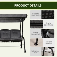 Outsunny Outdoor 3-person Metal Porch Swing Chair Patio Garden Poolside(m-7)