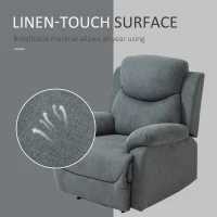 HOMCOM Ergonomic Reclining Sofa Recliner with Metal Base, Upholstered Chair with Armrest, Accent Chair, for Living Room Bedroom Dorm Office, Grey(m-4)