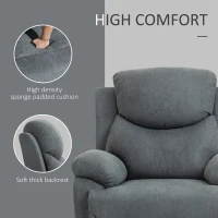 HOMCOM Ergonomic Reclining Sofa Recliner with Metal Base, Upholstered Chair with Armrest, Accent Chair, for Living Room Bedroom Dorm Office, Grey(m-6)