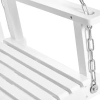 Outsunny 2 Seater Outdoor Porch Swing Chair Seat with Slat Design, Hanging Chains Wooden Hammock Bench for Garden Patio Yard,White(m-10)