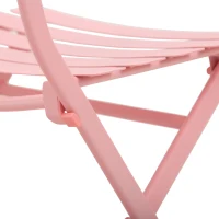 Outsunny 3 Pieces Patio Bistro Conversation Coffee Set Foldable Garden Table & Chair for Outdoor Yard Porch Poolside Balcony Pink(m-11)