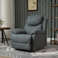 HOMCOM Ergonomic Reclining Sofa Recliner with Metal Base, Upholstered Chair with Armrest, Accent Chair, for Living Room Bedroom Dorm Office, Grey(m-8)
