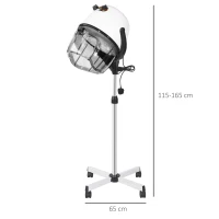 HOMCOM Professional Hair Dryer, Hooded Stand Up Hair Bonnet Dryer with Adjustable Height, Timer and Tempe, Floor Standing Rolling Base with Wheels for Beauty Salon Equipment Home(m-3)