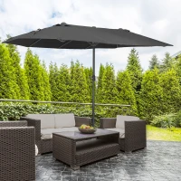 Outsunny 4.6L x 2.7W Outdoor Patio Umbrella with Twin Canopy Sunshade(m-8)