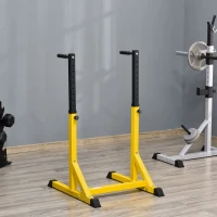 HOMCOM 83.5L x 71.5W x 126H cm Dip Station Chin Up Parallel Bars Pull Up Power Tower Home Gym Workout Bicep Tricep Fitness Equipment Height Adjustable(m-10)