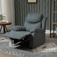 HOMCOM Ergonomic Reclining Sofa Recliner with Metal Base, Upholstered Chair with Armrest, Accent Chair, for Living Room Bedroom Dorm Office, Grey(m-7)