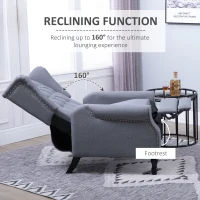 HOMCOM Reclining Wingback Armchair, with Footrest - Grey(m-4)