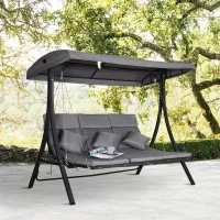 Outsunny Outdoor 3-person Metal Porch Swing Chair Chaise Lounge Bed Patio Garden Poolside(m-2)