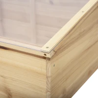 Outsunny 100 x 50 x 35/26cm Square Wooden Outdoor Greenhouse for Plants with Openable Cover , Nature Wood Color(m-4)