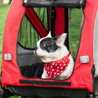 PawHut 2-In-1 Dog Bike Trailer Pet Stroller with Universal Wheel Reflector Flag Red(m-3)