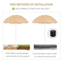 Outsunny 1.6m Patio Garden Hawaii Beach Sun Umbrella Sunshade Hawaiian Folding Tilting Crank Parasol (Yellow)(m-4)