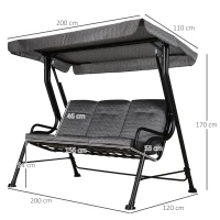 Outsunny Outdoor 3-person Metal Porch Swing Chair Patio Garden Poolside(m-3)