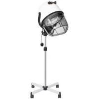 HOMCOM Professional Hair Dryer, Hooded Stand Up Hair Bonnet Dryer with Adjustable Height, Timer and Tempe, Floor Standing Rolling Base with Wheels for Beauty Salon Equipment Home(m-1)