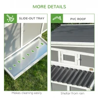 PawHut Large Chicken Coop Rabbit Hutch with Run Hen House Poultry Crate with Nesting Box for 6 Chickens Slide Out Tray Perches, 225x147x 85.5cm(m-7)