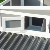 PawHut Large Chicken Coop Rabbit Hutch with Run Hen House Poultry Crate with Nesting Box for 6 Chickens Slide Out Tray Perches, 225x147x 85.5cm(m-8)