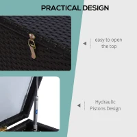 Outsunny Rattan Storage Box Outdoor Indoor Wicker Cabinet Chest Garden Furniture 118 x 54 x 59cm - Dark Brown(m-6)