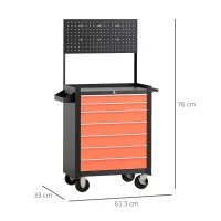 HomCom Cărucior scule pentru Atelier cu Sertar Negru și Portocaliu 61.5 x 33 x 76cm(m-3)