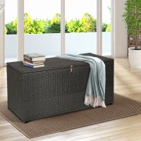 Outsunny Rattan Storage Box Outdoor Indoor Wicker Cabinet Chest Garden Furniture 118 x 54 x 59cm - Dark Brown(m-2)