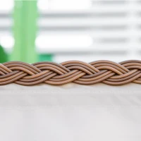 Outsunny Leżak plażowy dla 3 osób z daszkiem, 2 składanymi stolikami, podnóżkiem, chaise longue, 5-stopniowym oparciem, XXL, Polyrattan, naturalny, 150 x 79 x 160 cm(m-9)