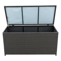 Outsunny Rattan Storage Box Outdoor Indoor Wicker Cabinet Chest Garden Furniture 118 x 54 x 59cm - Dark Brown(m-10)