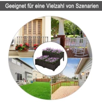 Outsunny podwyższona grządka 4-częściowa skrzynia na rośliny z otworami odpływowymi, skrzynki na kwiaty o wyglądzie rattanu, PP, brązowy(m-5)