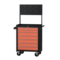 HomCom Cărucior scule pentru Atelier cu Sertar Negru și Portocaliu 61.5 x 33 x 76cm(m-4)