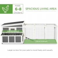 PawHut Large Chicken Coop Rabbit Hutch with Run Hen House Poultry Crate with Nesting Box for 6 Chickens Slide Out Tray Perches, 225x147x 85.5cm(m-4)