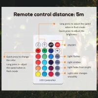 HOMCOM 16 RGB LED Ball Light, Colour Changing Mood Lamp (Globe Shape) with Rechargeable Battery, Remote Control - φ30 cm(m-4)