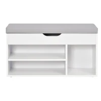 HOMCOM Sapateira com Assento Acolchoado Carga máxima de 120kg MDF 80x30x43cm Branco(m-8)