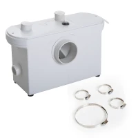 HOMCOM Bomba Trituradora de Agua Residual para Baño Lavabo o Cocina Uso Largo Triturador Sanitario de 700W con 3 Entradas 51x21x31 cm Blanco(m-1)