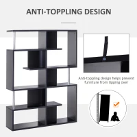 Homcom Mobilier cu Rafturi Librarie 5 Niveluri in Lemn, Negru, 120x28.6x160cm(m-7)