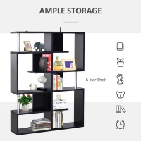 Homcom Mobilier cu Rafturi Librarie 5 Niveluri in Lemn, Negru, 120x28.6x160cm(m-5)