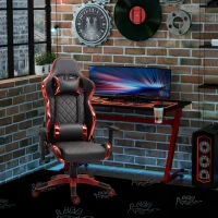 Vinsetto Holographic Stripe Gaming Chair Ergonomic Design PU Leather High Back 360° Swivel w/ 5 Wheels 2 Pillows Back Support Racing Chair Black&Red(m-11)