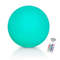 HOMCOM 16 RGB LED Ball Light, Colour Changing Mood Lamp (Globe Shape) with Rechargeable Battery, Remote Control - φ35 cm(m-1)