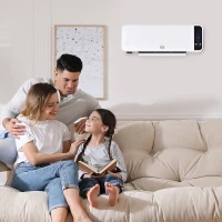 HOMCOM Calefactor Baño de Pared 1000/2000W con Mando a Distancia Pantalla LED Termostato Temporizador y Protección contra Sobrecalentamiento para 25 m² 56x18,5x11,5 cm Blanco(m-10)