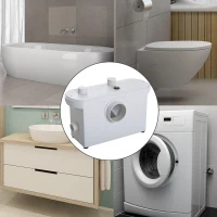 HOMCOM Bomba Trituradora de Agua Residual para Baño Lavabo o Cocina Uso Largo Triturador Sanitario de 700W con 3 Entradas 51x21x31 cm Blanco(m-2)