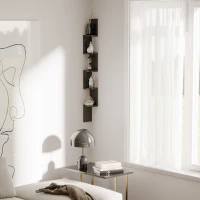 HomCom Bibliotecă Moderna de Perete cu Etajere din Lemn MDF, Negru, 12x12x120cm(m-1)