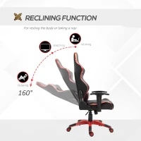Vinsetto Holographic Stripe Gaming Chair Ergonomic Design PU Leather High Back 360° Swivel w/ 5 Wheels 2 Pillows Back Support Racing Chair Black&Red(m-4)
