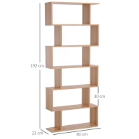 HOMCOM biblioteca cu 6 rafturi, design modern, 80x23x192cm(m-3)