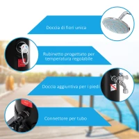Outsunny Doccia Solare da 35L con Temperatura Regolabile e Rubinetto Inferiore, Ф16x217cm, Nero(m-5)