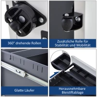 Vinsetto kontener na kółkach szafka na dokumenty z 3 szufladami pojemnik biurowy stal czarny(m-6)