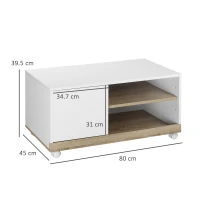 HOMCOM Carrello Porta TV con 1 Anta e Vani Aperti, Mobile per TV fino 42'' con Ruote, 80x45x39.5cm(m-3)