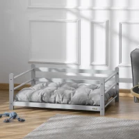 PawHut Raised Pet Bed for Medium Dogs w/ Washable Cushion, Grey(m-10)