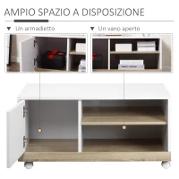 HOMCOM Carrello Porta TV con 1 Anta e Vani Aperti, Mobile per TV fino 42'' con Ruote, 80x45x39.5cm(m-4)